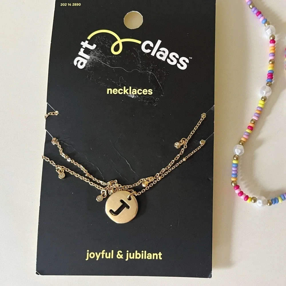 Art Class And Wild Fable Necklaces Hoop Earrings Bundle Gold Tone Colorful
